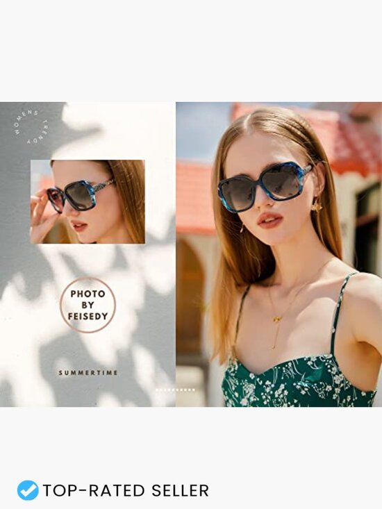 Sparkling Oversized Square Sunglasses Polarized Composite Frame UV400 main image 5